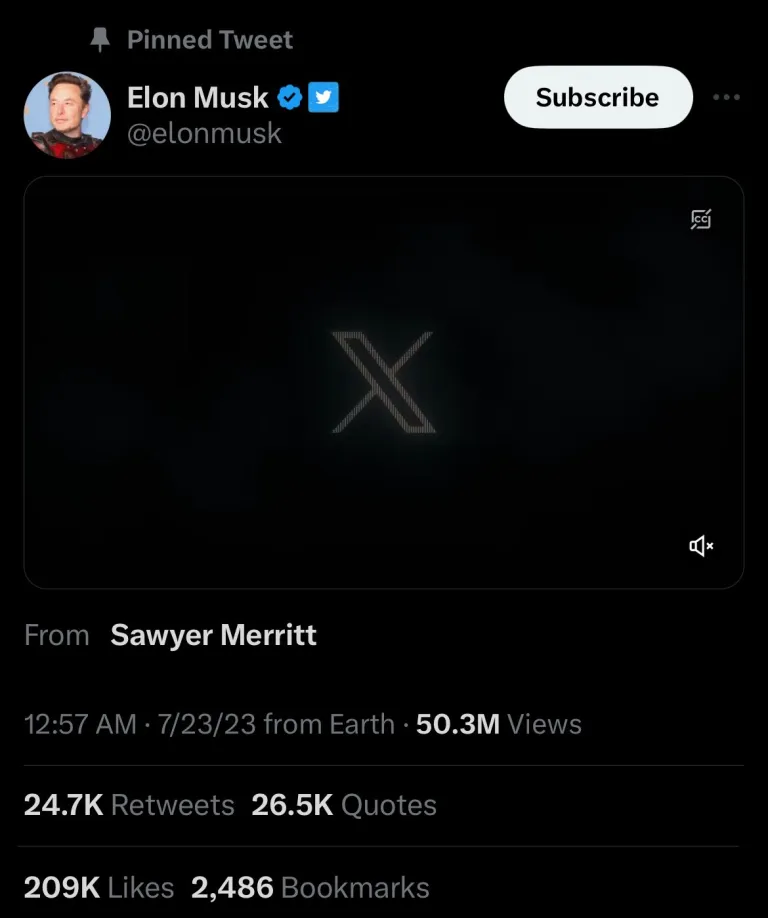 A Screenshot from Twitter, showing the video post announcing the rebranding to X.