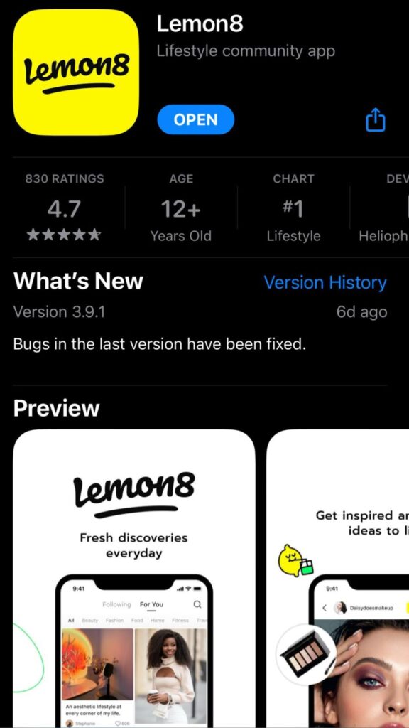 Lemon8 App Store Screenshot