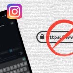 A phone showing an Instagram Caption being written. The caption contains a link. This represents the fact that the links in captions on Instagram are not a good idea.