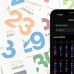 A cellphone showing a screenshot from a scheduling app. sitting on top of a bunch of calendar pages. representing how Scheduling Content Is a Form of Self-Care
