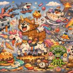 Yes, this is an AI generated image. Total chaos, animals with extra eyes and legs, nonsense everywhere. AI slop basically.