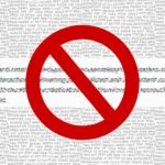 A bunch of words, with a No symbol on top of it. Symbolizing how words matter and you should be careful on how you say things.